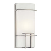 Wall Sconce with Rectangular Etched Opal Glass Shade, Brushed Nickel