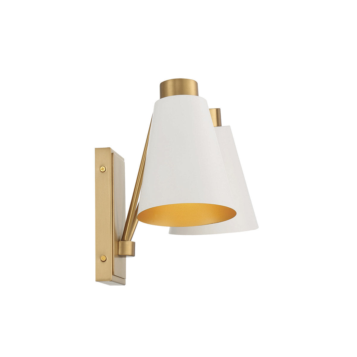 Wall Sconces, 2-Light, White Brass with Metal Finish