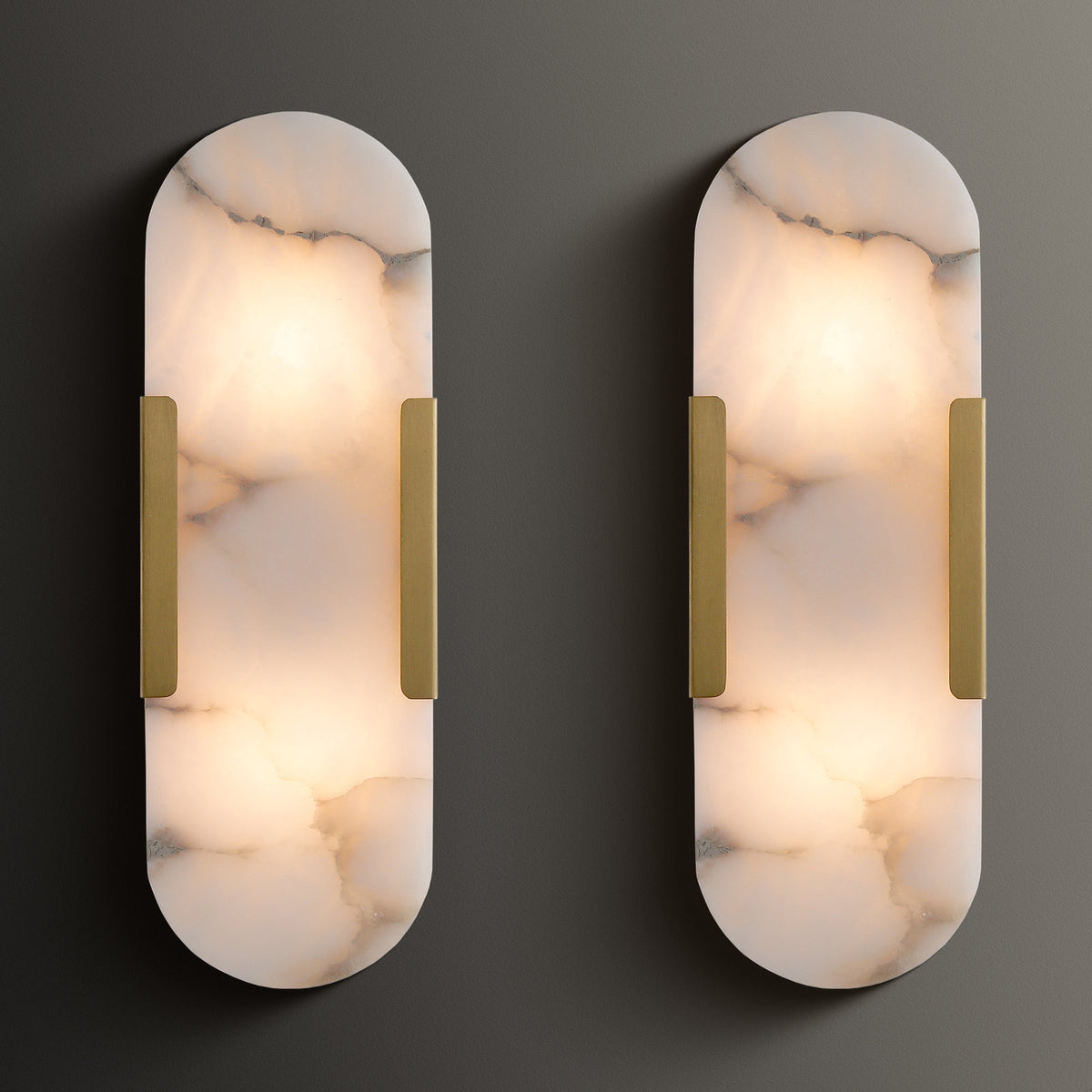 Wall Sconces, 2 Pack, Bronze Finish with Alabaster Shade