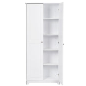 Wardrobe Armoire with 5 Shelves in White Manufactured Wood
