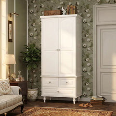 Wardrobe with 2 Doors, 3 Drawers and Hanging Rod in White