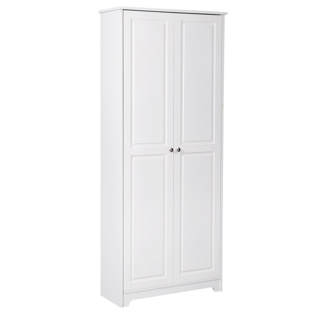 Wardrobe with 5 Shelves and 2 Doors, White Manufactured Wood