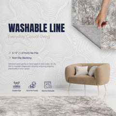 Washable Area Rug, 8 x 12 Ft, Purple Chenille