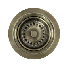 Waste Disposer Trim with Basket Strainer for Deep Fireclay Sinks in Antique Brass