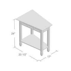 Wedge Table, Solid Wood in Rustic Oak with Natural Stone Tile Insets
