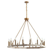 Wheel Chandelier with 16 Candle Lights in Gold Metal