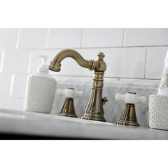 Widespread Bathroom Faucet, American Classic, Two-Handle, 3-Hole, Brass