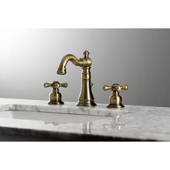 Widespread Bathroom Faucet, American Classic, Two-Handle in Antique Brass