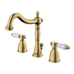 Widespread Bathroom Faucet, Bel-Air, Lever Handles with Brass Pop-Up in Polished Brass