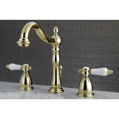 Widespread Bathroom Faucet, Bel-Air, Lever Handles with Brass Pop-Up in Polished Brass