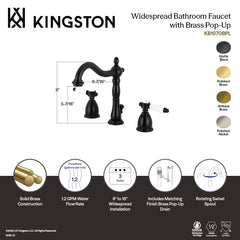 Widespread Bathroom Faucet, Bel-Air, Lever Handles with Brass Pop-Up in Polished Brass