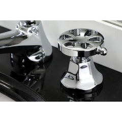 Widespread Bathroom Faucet, Belknap, Two-Handle with Brass Pop-Up in Polished Chrome