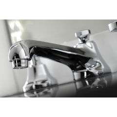 Widespread Bathroom Faucet, Belknap, Two-Handle with Brass Pop-Up in Polished Chrome