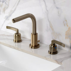 Widespread Bathroom Faucet, Centurion, Two-Handle with Brass Pop-Up in Antique Brass