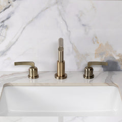 Widespread Bathroom Faucet, Centurion, Two-Handle with Brass Pop-Up in Antique Brass