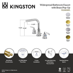 Widespread Bathroom Faucet, Centurion, Two-Handle with Brass Pop-Up in Antique Brass