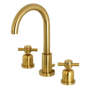 Widespread Bathroom Faucet, Concord, Two Cross Handles in Brushed Brass