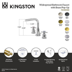 Widespread Bathroom Faucet, Concord, Two-Handle with Brass Pop-Up in Antique Brass