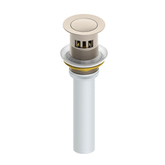 Widespread Bathroom Faucet, Elm, Two-Handle, Pop-Up Drain, Satin Nickel