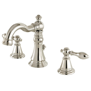 Widespread Bathroom Faucet, English Classic, Two-Handle, 3-Hole, Polished Nickel