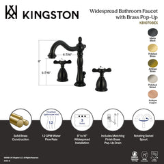Widespread Bathroom Faucet, Essex, Two-Handle with Brass Pop-Up in Antique Brass
