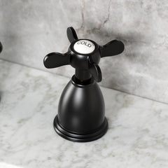 Widespread Bathroom Faucet, Essex, Two-Handle with Brass Pop-Up in Matte Black