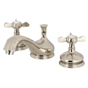 Widespread Bathroom Faucet, Essex, Two-Handle with Brass Pop-Up in Polished Nickel