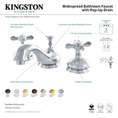 Widespread Bathroom Faucet, Essex, Two-Handle with Brass Pop-Up in Polished Nickel