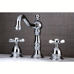 Widespread Bathroom Faucet, Essex, Two-Handle with Brass Pop-Up in Polished Chrome