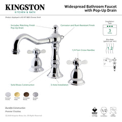 Widespread Bathroom Faucet, Essex, Two-Handle with Brass Pop-Up in Polished Chrome