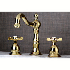 Widespread Bathroom Faucet, Essex, Two-Handle with Brass Pop-Up in Polished Brass