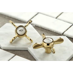 Widespread Bathroom Faucet, Essex, Two-Handle with Brass Pop-Up in Polished Brass