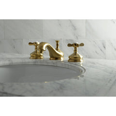 Widespread Bathroom Faucet, Essex, Two-Handle with Pop-Up Drain in Brushed Brass