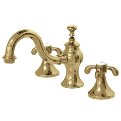 Widespread Bathroom Faucet, French Country, Two-Handle, 3-Hole, Polished Brass
