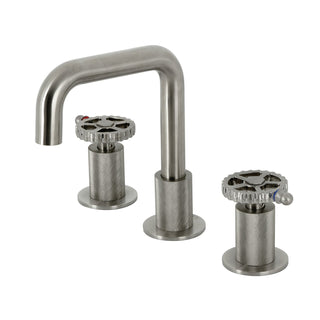 Widespread Bathroom Faucet, Fuller, Two-Handle with Push Pop-Up Drain in Brushed Nickel