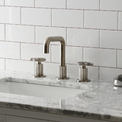 Widespread Bathroom Faucet, Fuller, Two-Handle with Push Pop-Up Drain in Brushed Nickel
