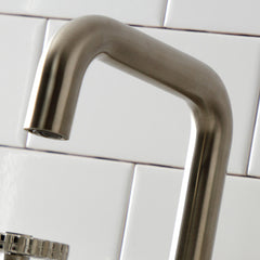 Widespread Bathroom Faucet, Fuller, Two-Handle with Push Pop-Up Drain in Brushed Nickel