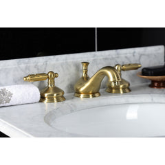 Widespread Bathroom Faucet, Georgian, Two Handles in Brushed Brass