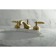 Widespread Bathroom Faucet, Georgian, Two Handles in Brushed Brass