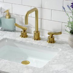Widespread Bathroom Faucet, Hallerbos, Two-Handle in Brushed Brass