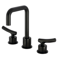 Widespread Bathroom Faucet, Hallerbos, Two-Handle with Pop-Up Drain in Matte Black