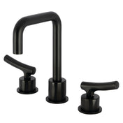 Widespread Bathroom Faucet, Hallerbos, Two-Handle with Pop-Up Drain in Matte Black