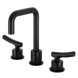 Widespread Bathroom Faucet, Hallerbos, Two-Handle with Pop-Up Drain in Matte Black