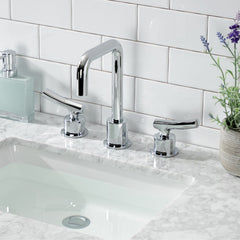 Widespread Bathroom Faucet, Hallerbos, Two-Handle with Pop-Up Drain in Polished Chrome