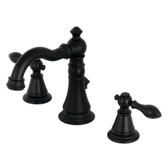 Widespread Bathroom Faucet, Heirloom, Two-Handle with Brass Pop-Up