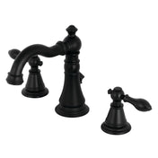 Widespread Bathroom Faucet, Heirloom, Two-Handle with Brass Pop-Up