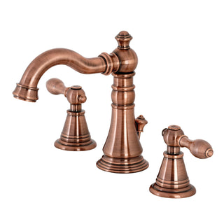 Widespread Bathroom Faucet, Heirloom, Two-Handle with Brass Pop-Up in Antique Copper