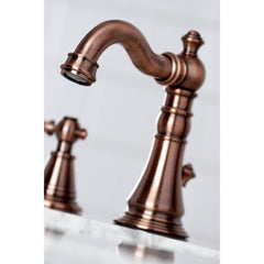 Widespread Bathroom Faucet, Heirloom, Two-Handle with Brass Pop-Up in Antique Copper