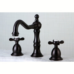 Widespread Bathroom Faucet, Heirloom, Two-Handle with Brass Pop-Up in Oil Rubbed Bronze