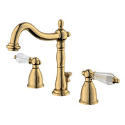 Widespread Bathroom Faucet, Heirloom, Two-Handle with Brass Pop-Up in Polished Brass